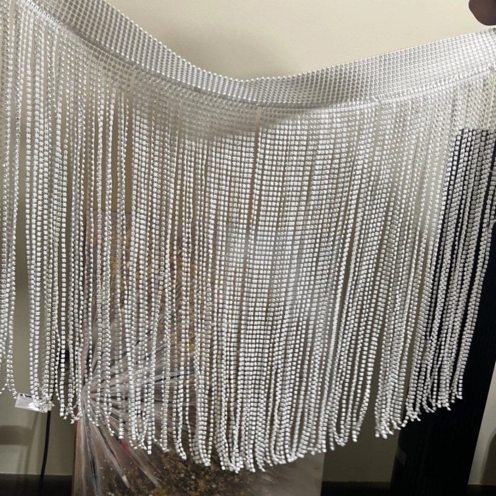White Beaded Fringe Skirt